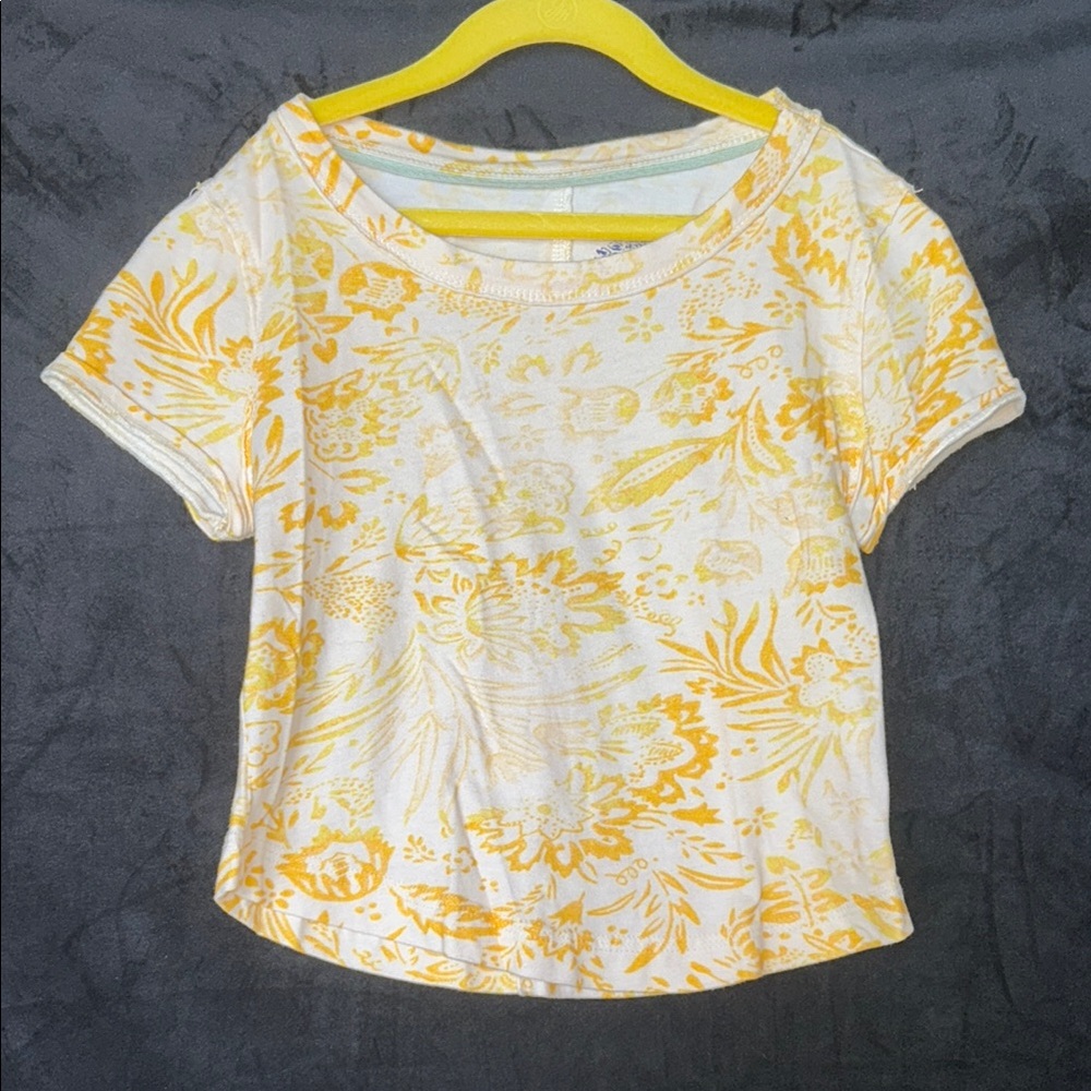 Pilcro Yellow Floral Short Sleeve Tee